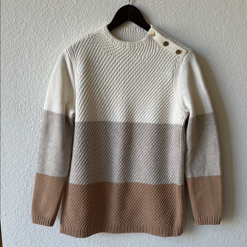 Colorblock Talbots Sweater with Gold Button Detail